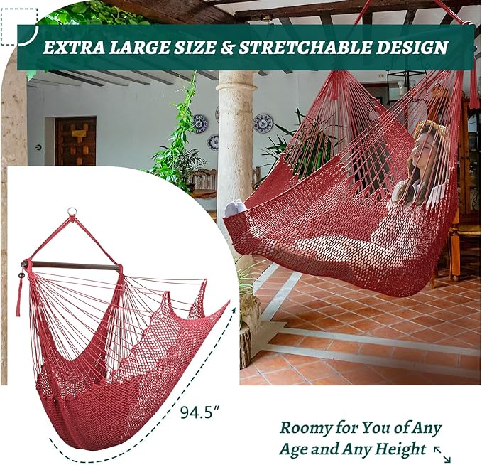 Bathonly Large Hammock Chair with Spreader Bar, Caribbean Hammock Swing Chair...