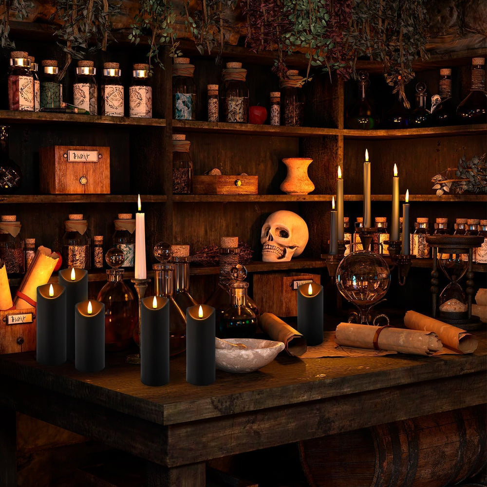 24 Pack Black Halloween Decoration Flickering Flameless Candles(D2.2 xH 5&quo...