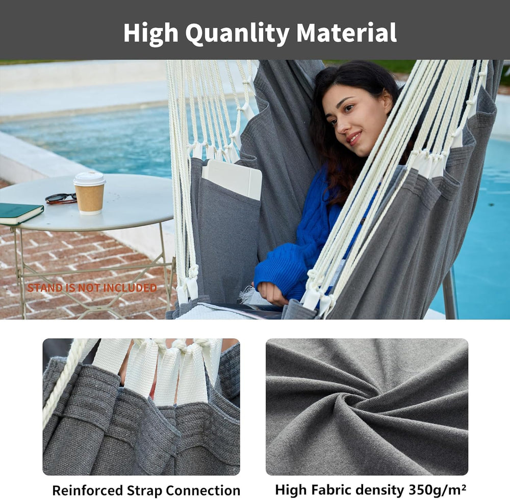 XL Hammock Chair with Footrest, Steel Spreader Bar, 500 lb Capacity