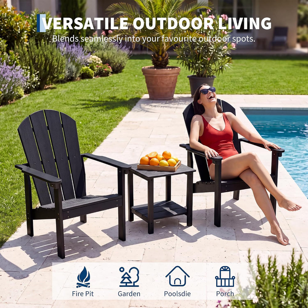 Garvee Stackable Adirondack Chair Set of4, HDPE Outdoor Patio Chair, Black