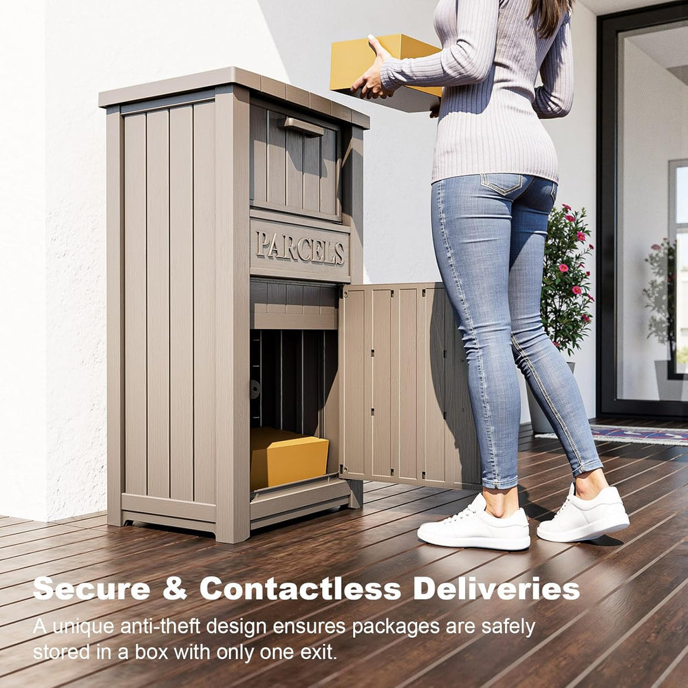 Package Delivery Box for Outside, Large Parcel Drop Box with Lockable Secure,...