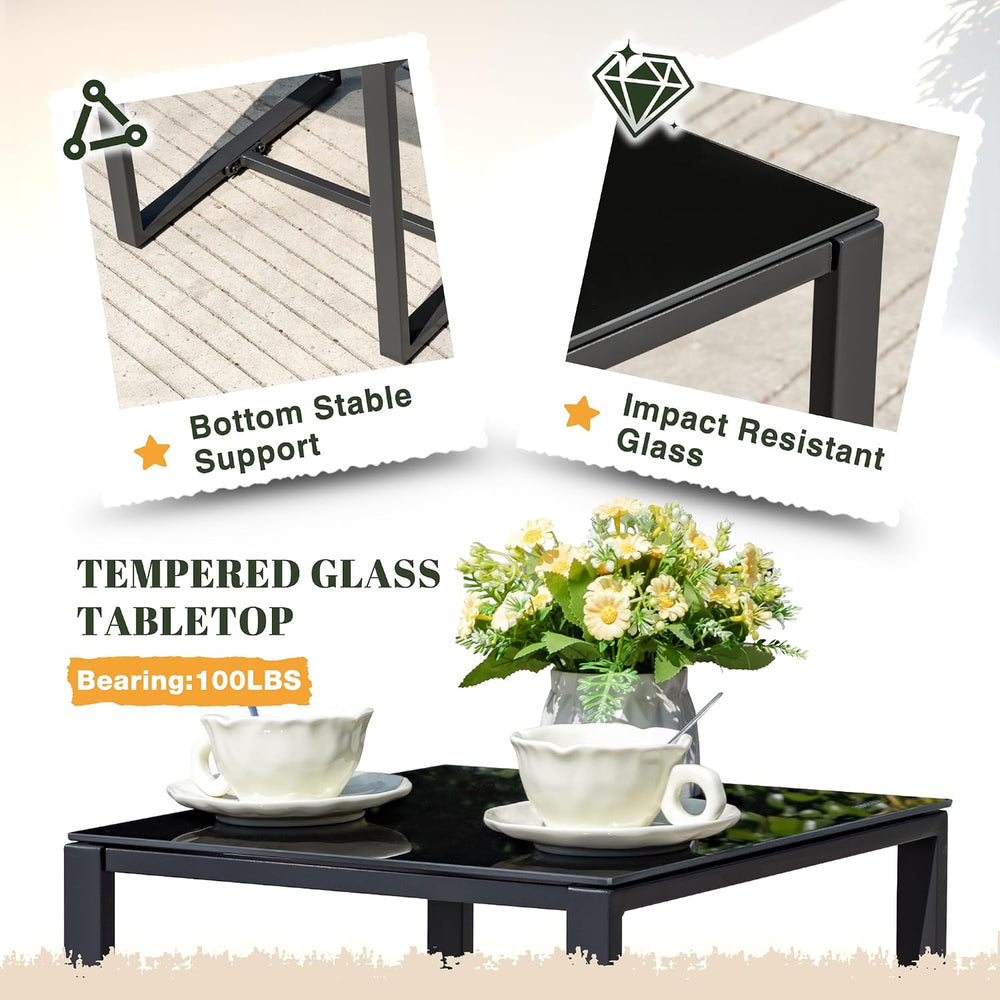 Devoko Resin Patio Furniture Set 3 Piece All Weather Outdoor Rocking Chairs w...