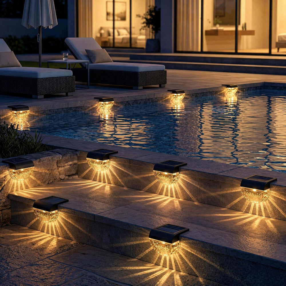 Melunar 12 Pack Solar Deck Lights Outdoor, Solar Step Lights Waterproof for O...