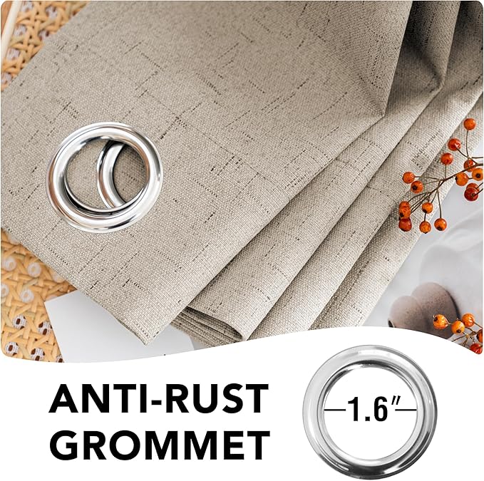 H.VERSAILTEX 100% Blackout Curtains for Bedroom Thermal Insulated Linen Textu...