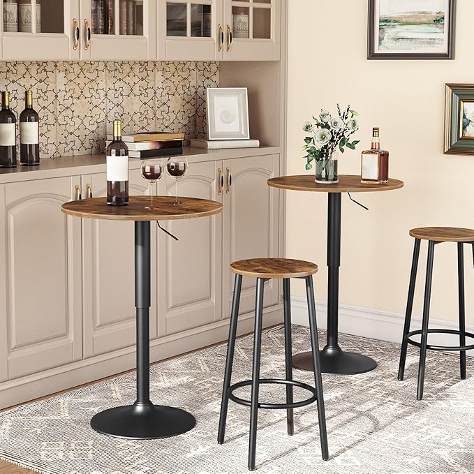 HOOBRO Bar Stools, Set of 2 Bar Chairs, Kitchen Round Height Stools with Foot...