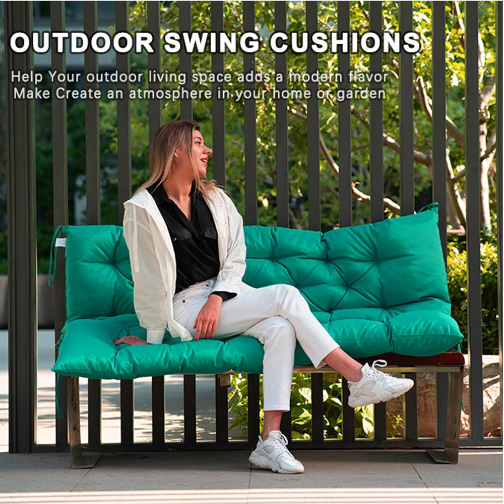 Outdoor Swing Cushions, 2-3 Seater Swing Bench Cushions with Backrest and Tie...