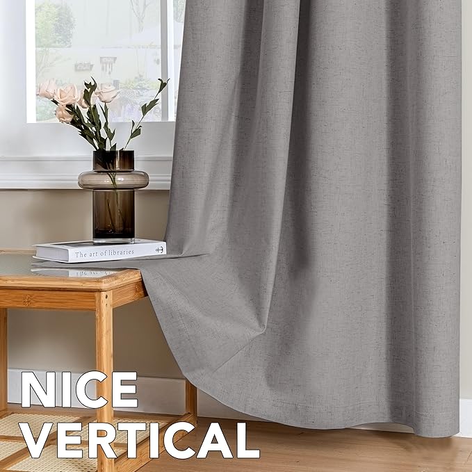 H.VERSAILTEX Linen Curtains 100% Blackout Curtains for Bedroom 84 inch Long F...