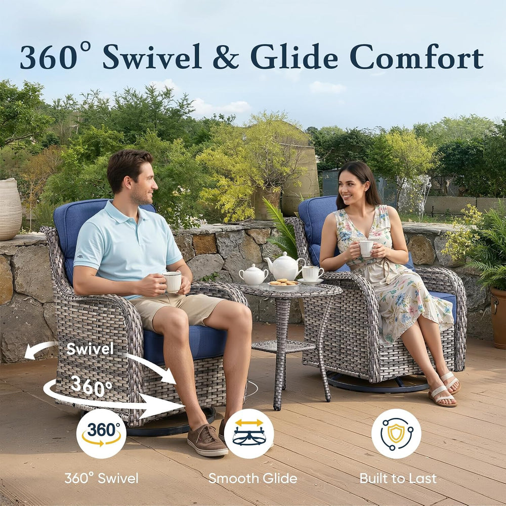 Belord Luxury 6" Thick Cushioned Outdoor Swivel Rocker Patio Chairs of 2...
