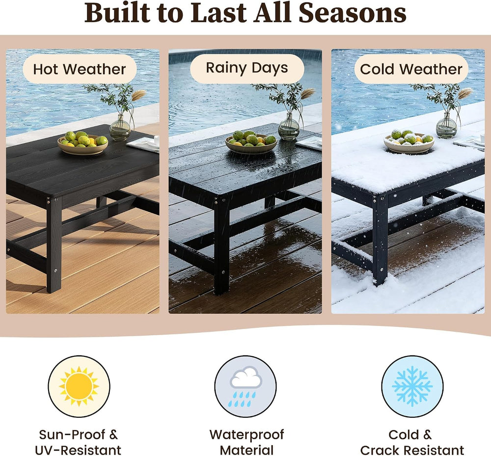 HDPE Outdoor Coffee Table, Black