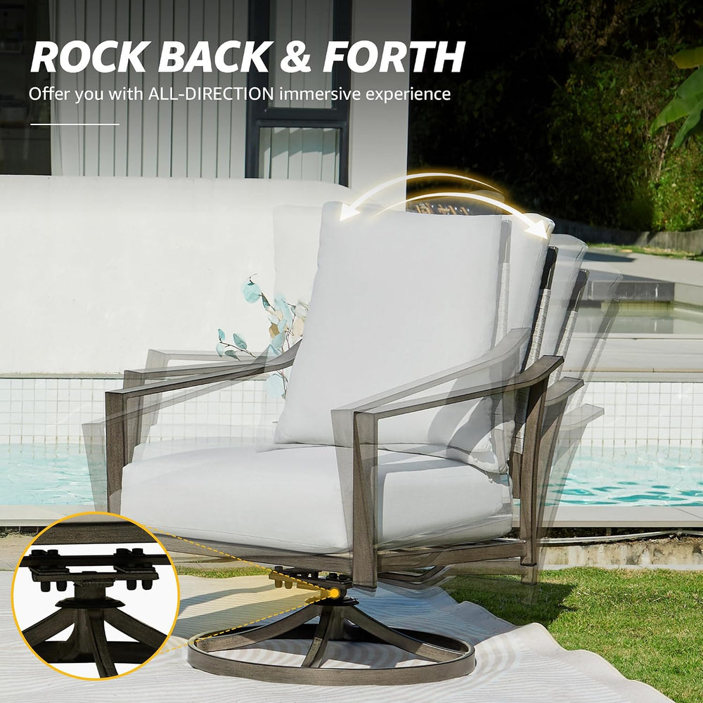 3-Pc Rope Back Swivel Rocker Outdoor Bistro Set, Grey