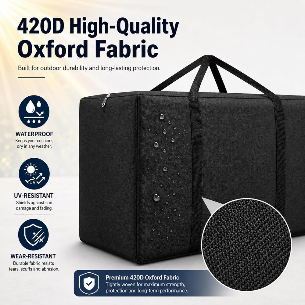 177 Gallon Extra Large Waterproof Patio Cushion Storage Bag, 68x30x20 Inch