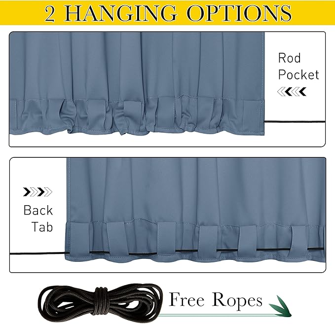 NICETOWN 2 Panels Gazebo Curtains Outdoor Waterproof & Windproof, Top &am...