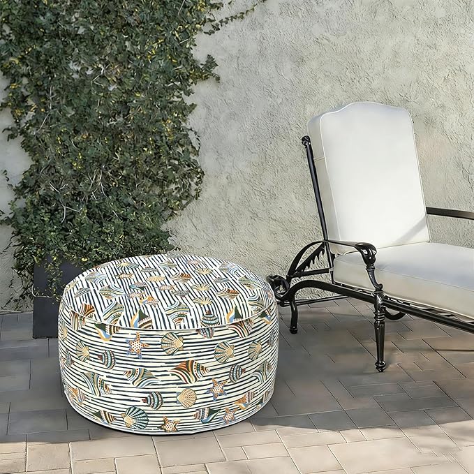 LVTXIII Indoor/Outdoor Extra Large Inflatable Ottoman Pouf D31 x H14 Inch, Ro...