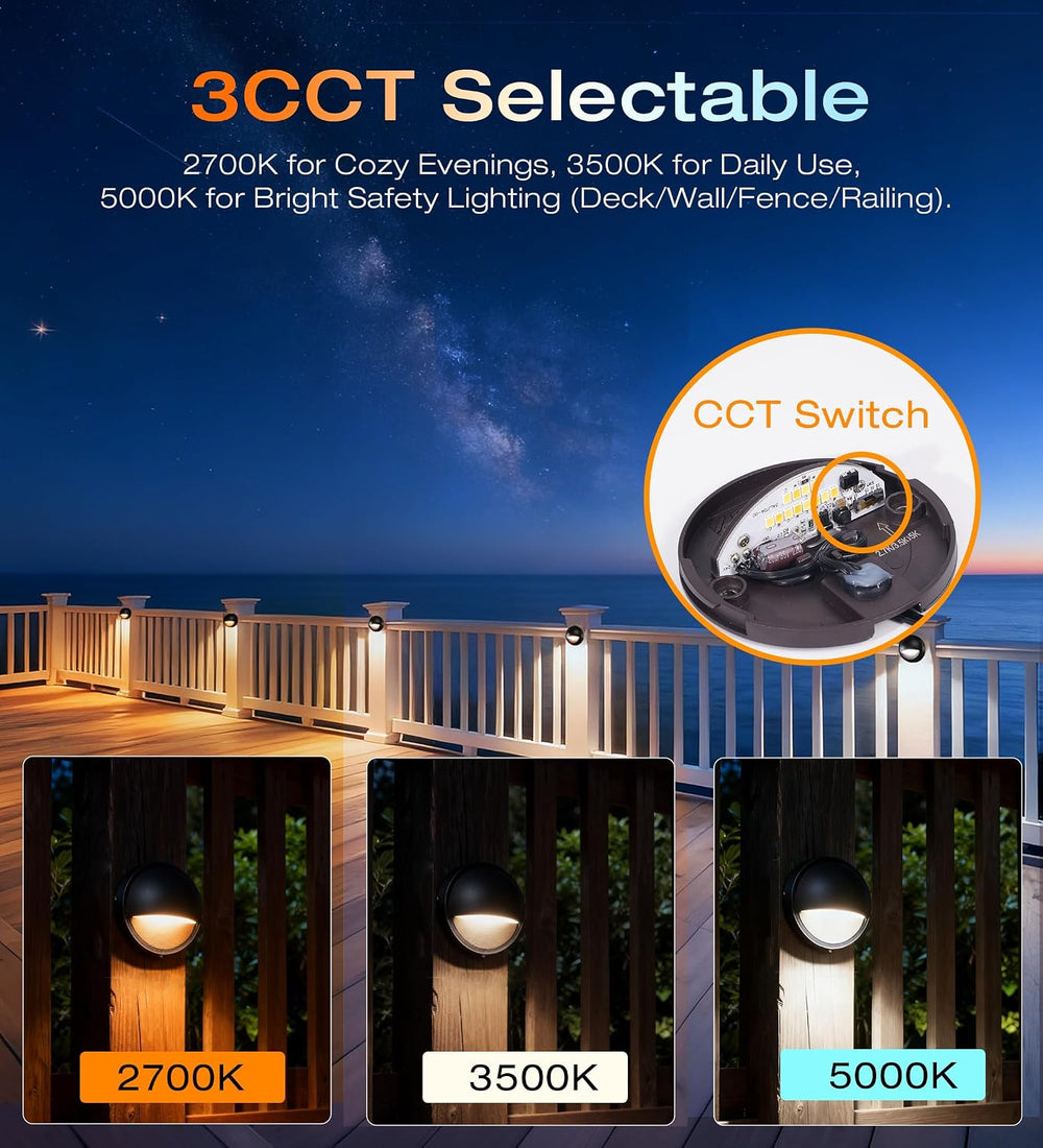 CLOUDY BAY [12 Pack] 3CCT Low Voltage LED Deck Lights Outdoor,2700K/3500K/500...