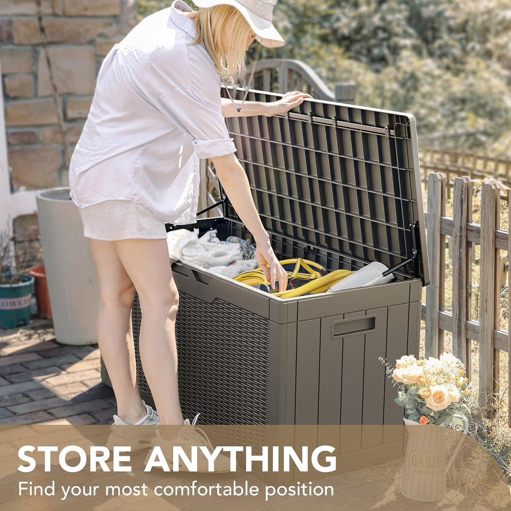 Devoko 100 Gallon Waterproof Deck Box, Resin Large Outdoor Storage Box