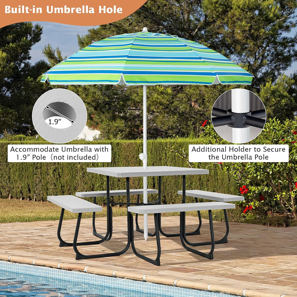 GIANTEX Picnic Table Bench Set for Up to 8 Persons, Square Outdoor Table and ...