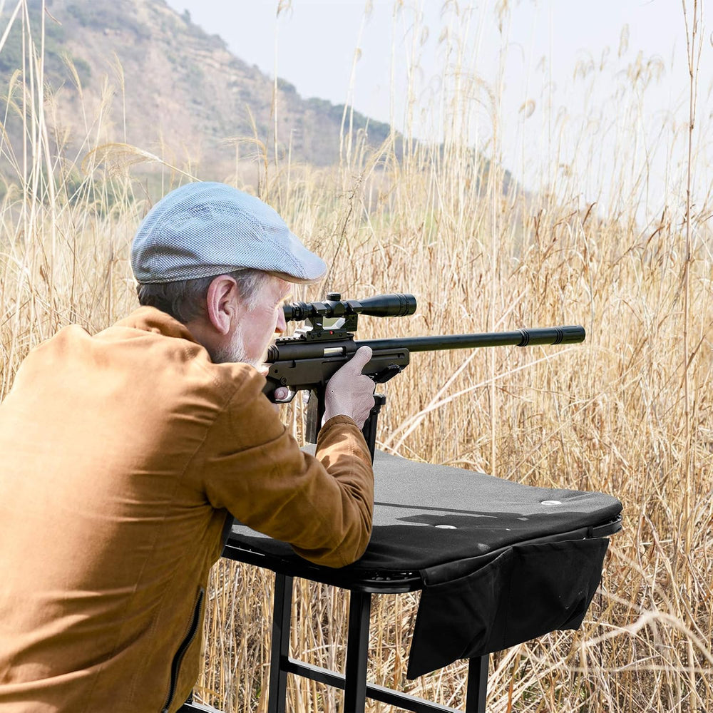GYMAX Foldable Shooting Table Seat Set, Height Adjustable Hunting Gun Rest Ta...