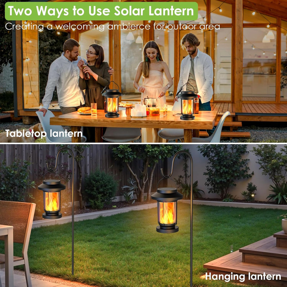 Greluna Solar Lantern Outdoor, Flickering Flameless Solar Lights Hanging Lant...