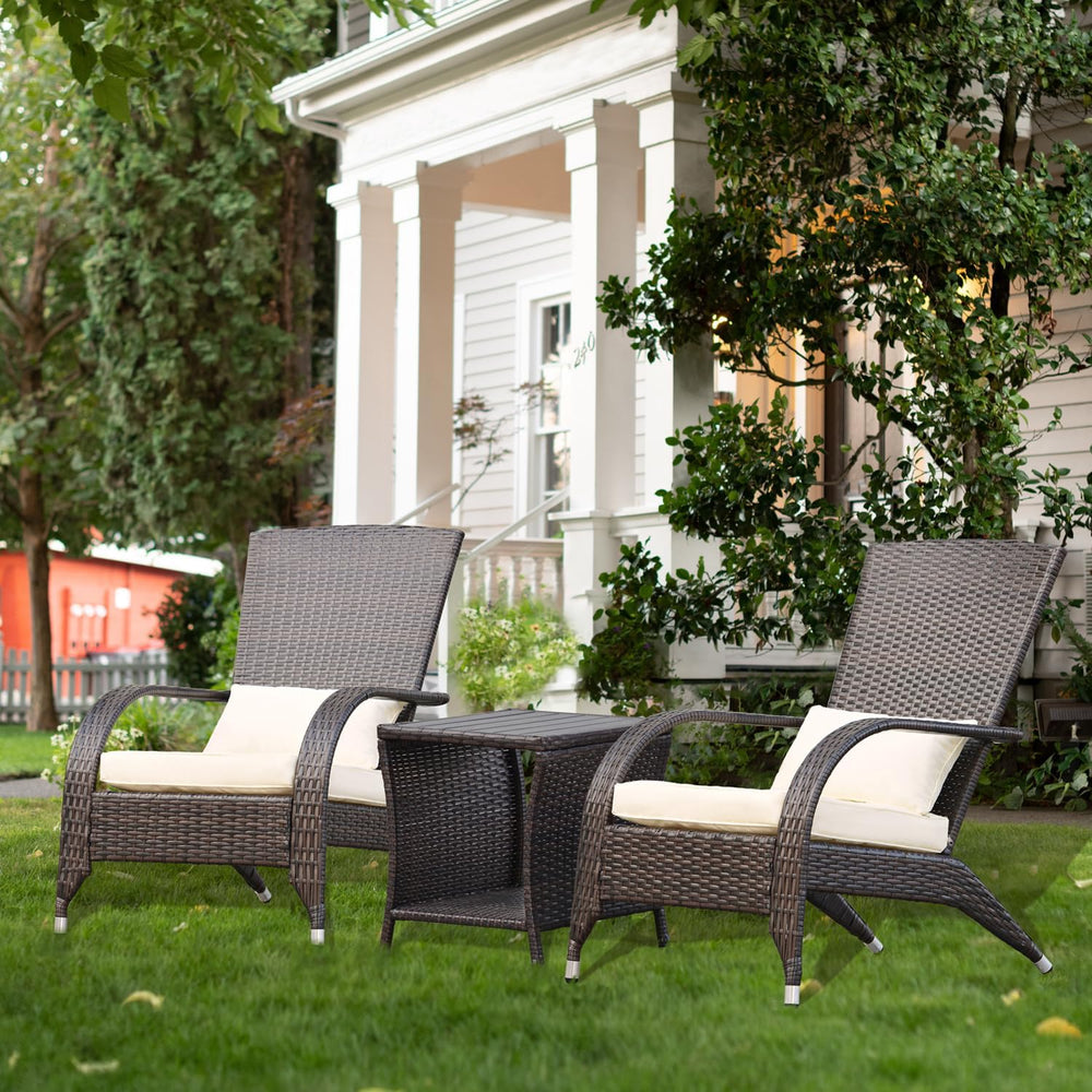 Adirondack Chairs Set 2 Outdoor Wicker Rattan Fire Pit Chairs Oversized Comfy...