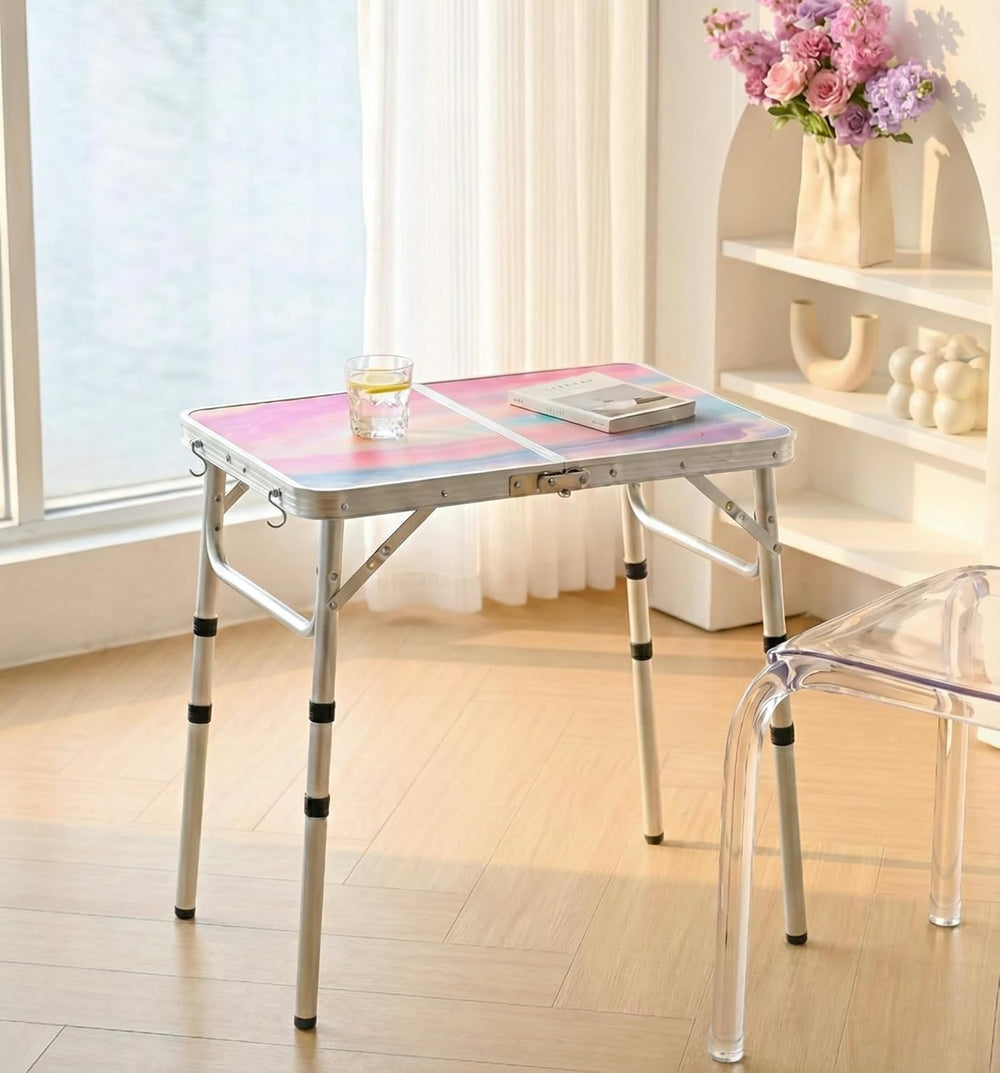 Yriuat Folding Camping Table 2ft Portable Picnic Table, Blush Haze