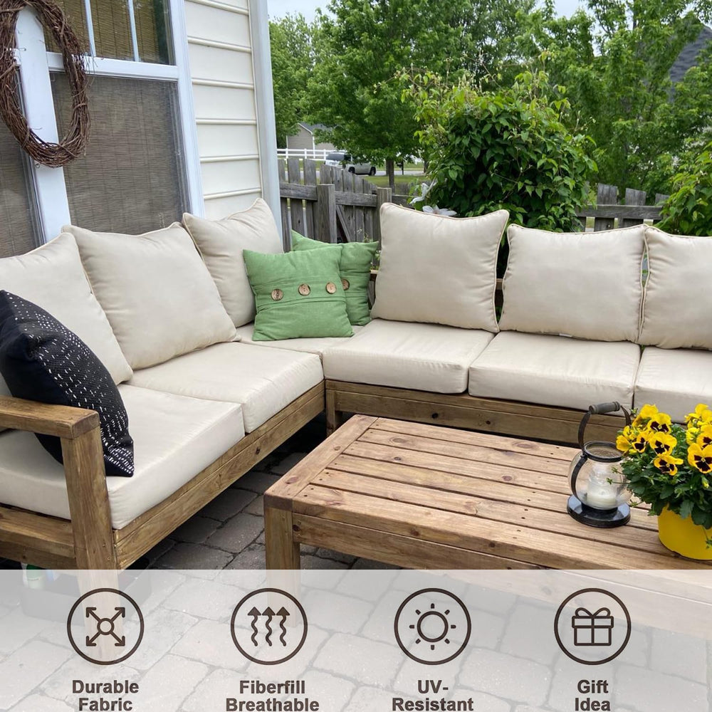 Oslimea Patio Cushion Covers Replacement Set of 4, 24 x 24 x 4 Inch, Tan