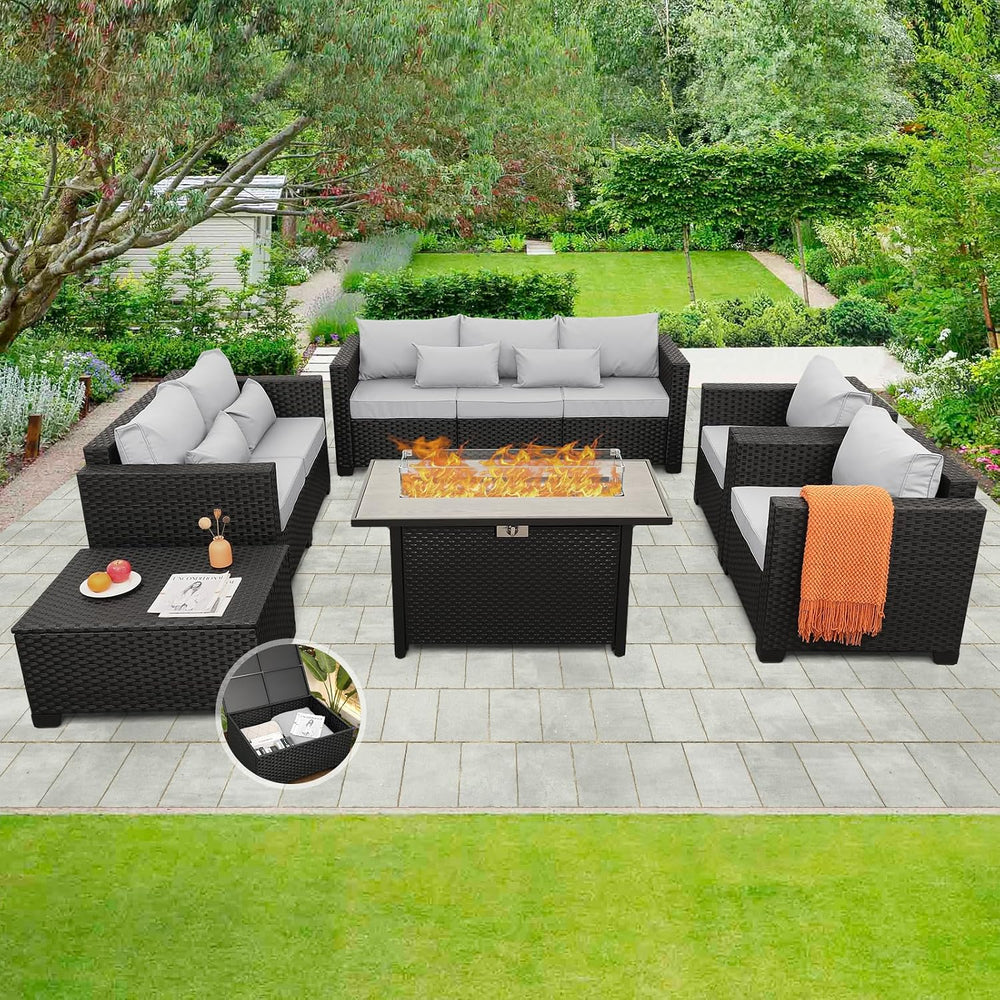 Rattaner 6 Pcs Outdoor Furniture Sets Patio Furniture Set with 45" Fire ...