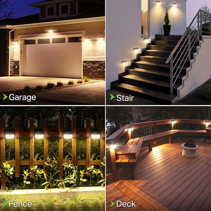 CLAONER Solar Lights Outdoor [𝟖 𝐏𝐚𝐜𝐤/126 LED], Wireless Motion Sensor Lights,...