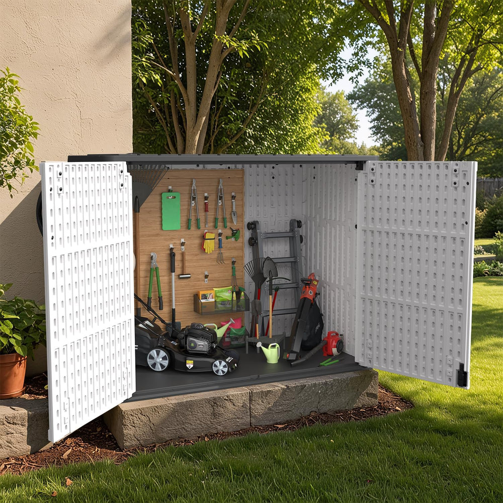 Patiowell 26 Cu.ft Plastic Outdoor Storage Cabinet, Lockable Waterproof Horiz...