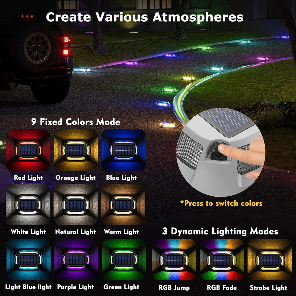 Aluminum Alloy Solar Dock Lights, IP68 Solar Driveway Lights, 12Pack