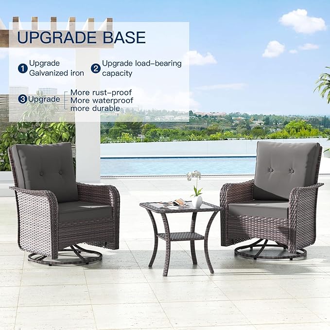Kullavik 9 Pieces Outdoor Patio Furniture Set,PE Wicker Rattan Sectional Sofa...