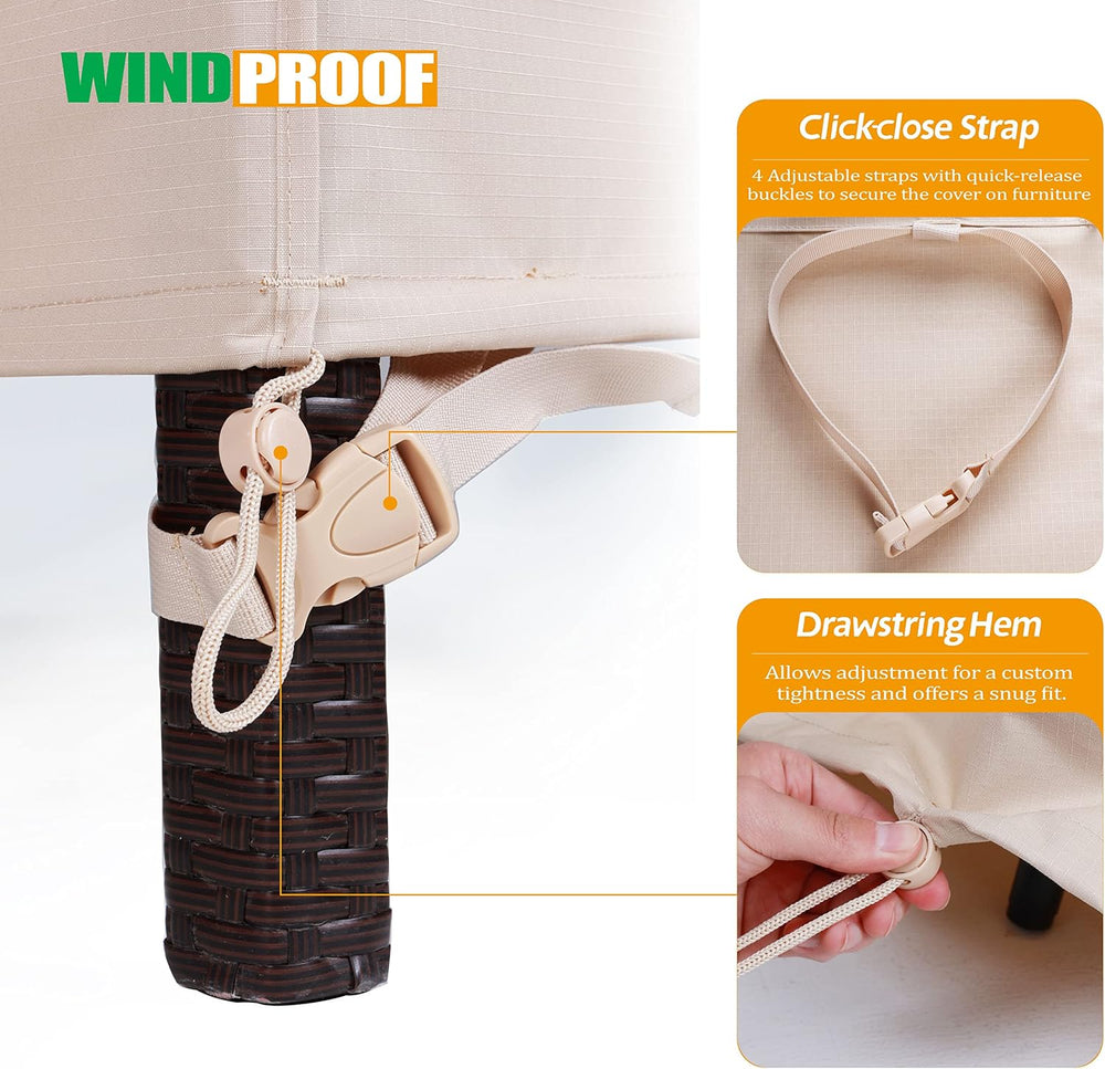 F&J Outdoors Patio Chair Covers, Beige, 35" W x 39" D x 36&quot...