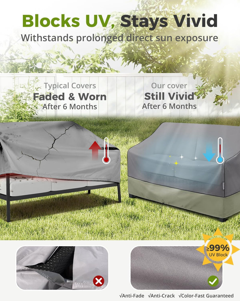 KylinLucky Outdoor Patio Loveseat Covers 48 x 26 x 33 inch Waterproof