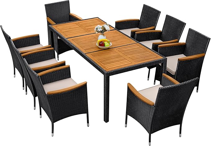 Greesum 9 Pieces Outdoor Patio Dining Set, Conversation Sets with 1 Table and...