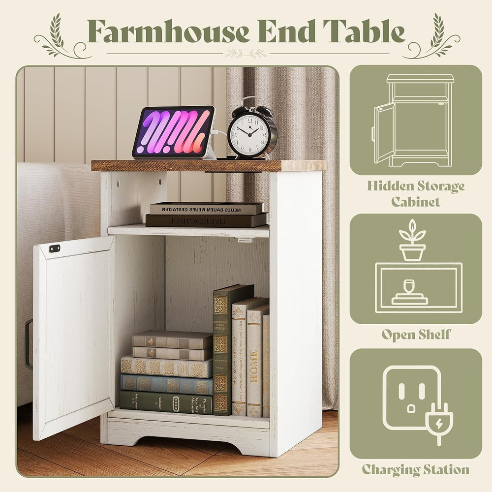 AMERLIFE 4 Piece Farmhouse Table Set with 66" TV Stand, Distressed White