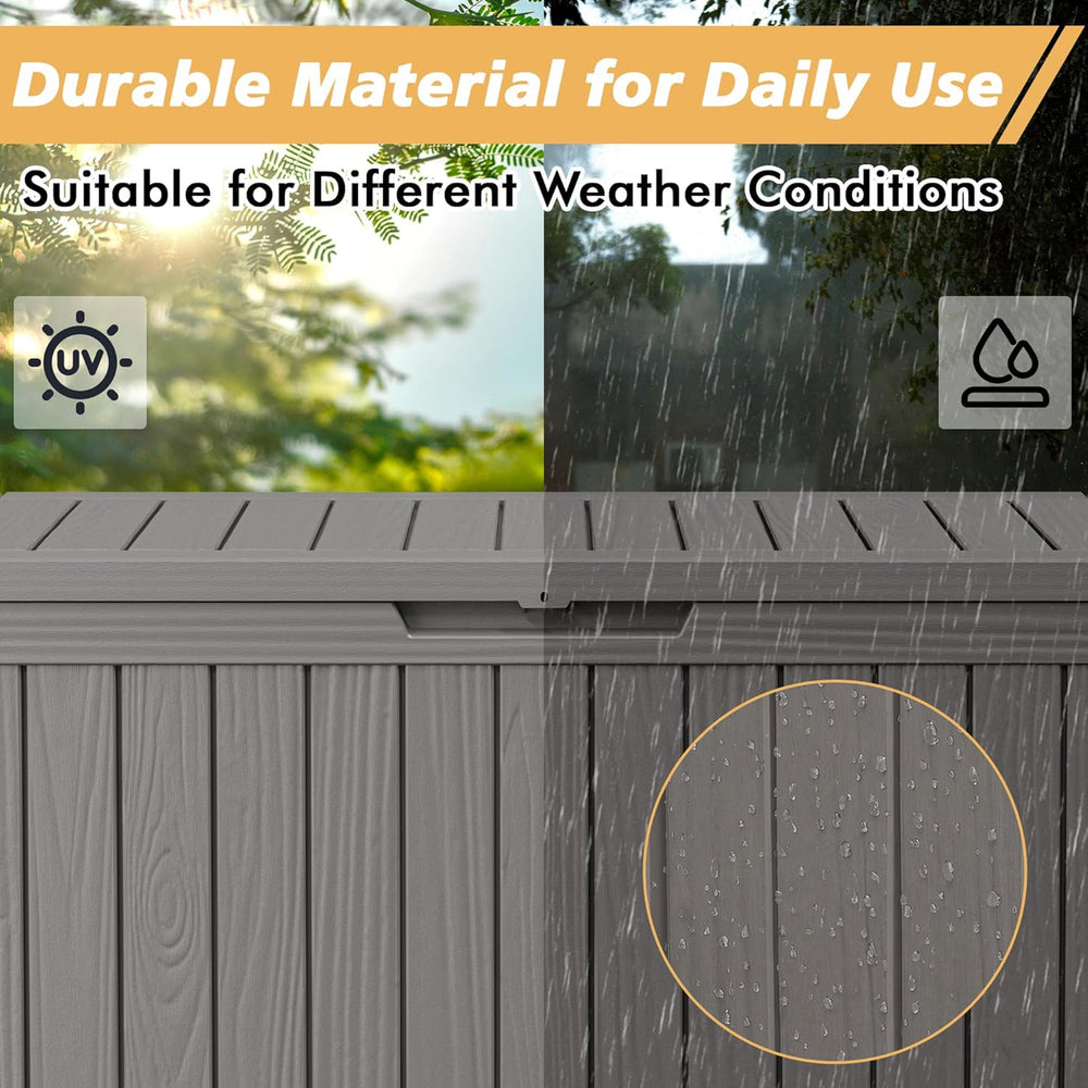 Fancyango 85 Gallon Large Outdoor Storage Deck Box Waterproof, Grey