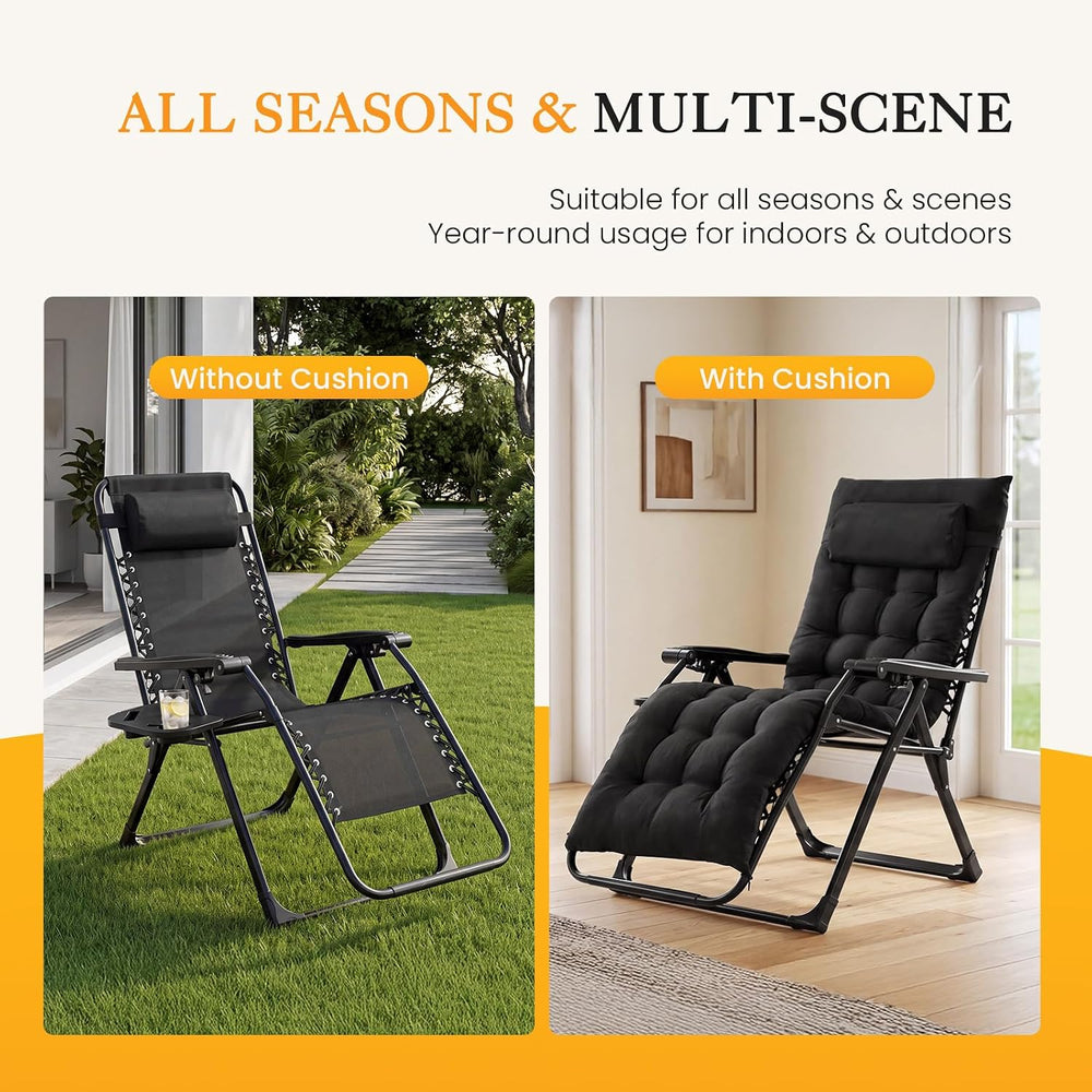 NEWBULIG Zero Gravity Chairs Set of 2, Outdoor Chairs with Cup Holder Trays