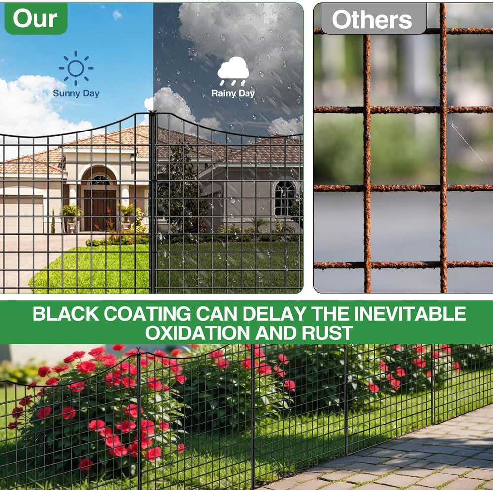 10 Panels Garden Fencing Animal Barrier with Gate, 40 in(H) X 23.6 ft(L) Dog ...