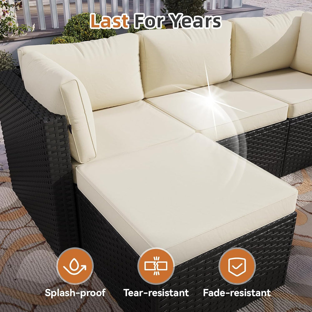 Aoxun Patio Furniture Set 5-Piece, Outdoor Sectional Sofas with Washable Cush...
