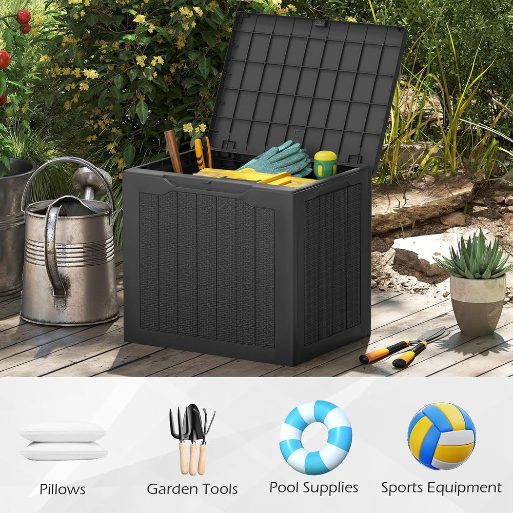 GIANTEX 25 Gallon Outdoor Storage Box, Patio Deck Box with Lockable Lid, Wick...