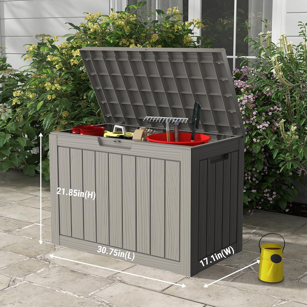 Mars Villa 50 Gallon Outdoor Storage Box, Deck Box Waterproof, Grey