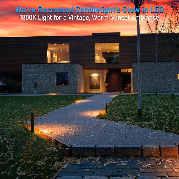 LEONLITE 12-Pack 5CCT Low Voltage Pathway Lights, 5W 12-24V Wired LED Landsca...
