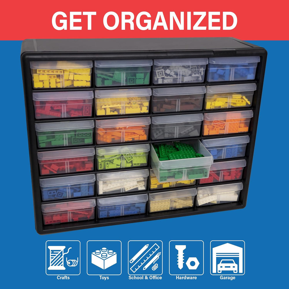 Akro-Mils 24-Drawer Plastic Storage Cabinet, 20" W x 6" D x 16&quot...