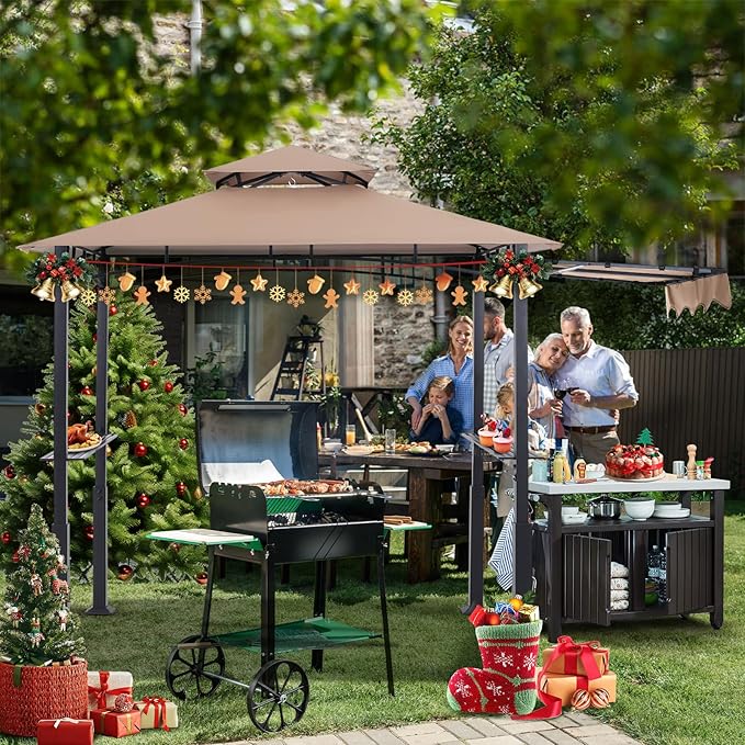 ABCCANOPY Grill Gazebo with Extra Awning - 11x5 Outdoor BBQ Canopy Shelter wi...