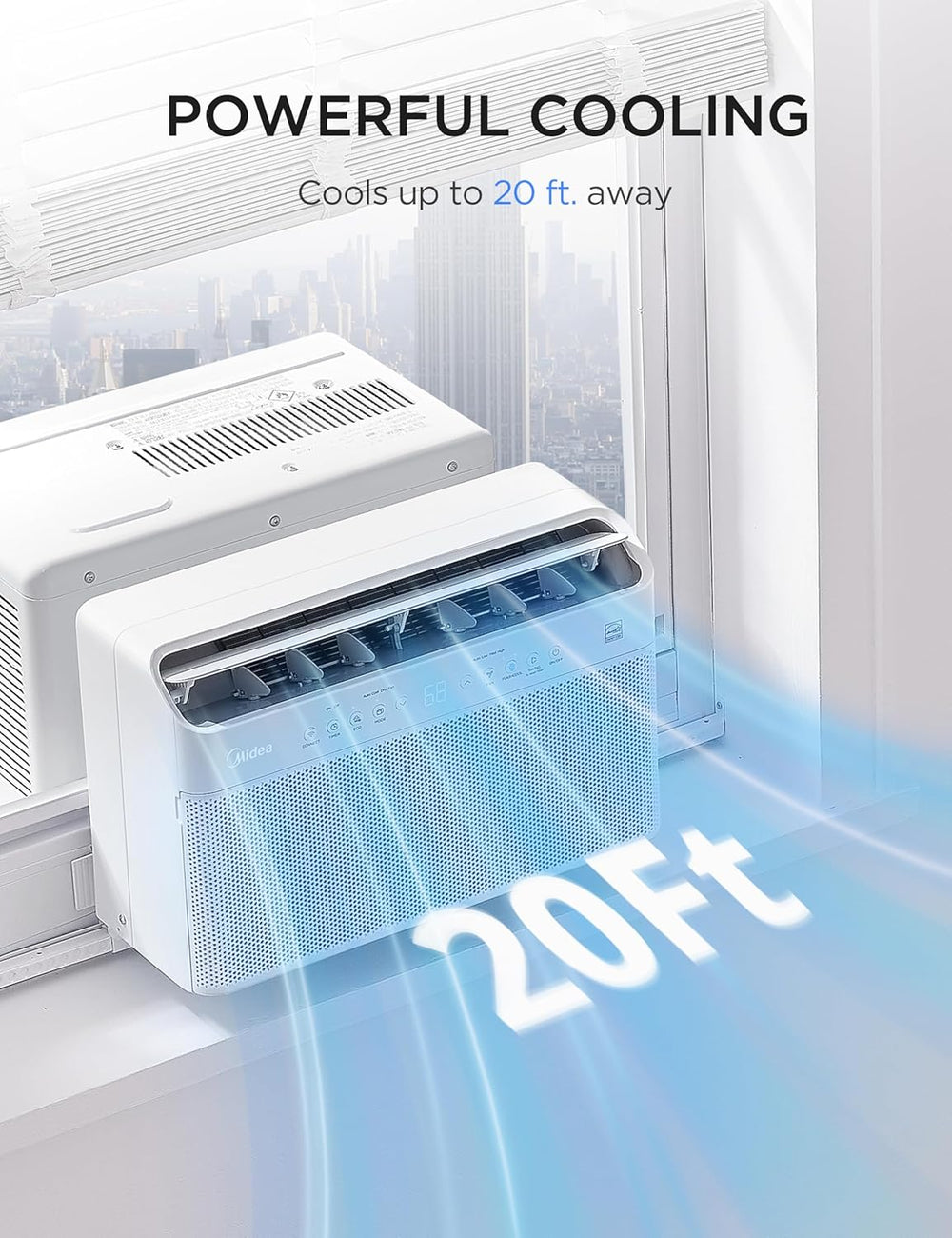 Midea 6,000 BTU U Shaped Window Air Conditioner, Cools up to 250 Sq Ft