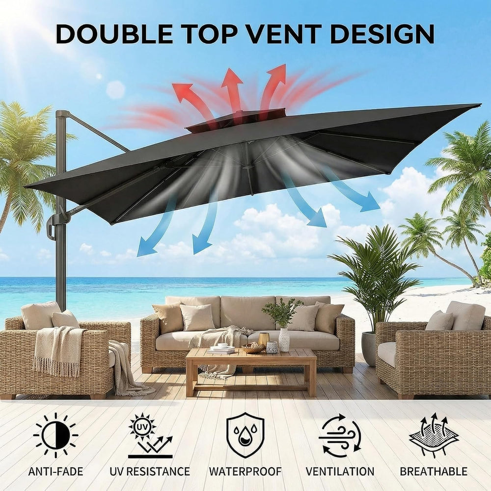 Hoteel Outdoor Patio Umbrella - 10ft Cantilever Umbrella for Patio Heavy Duty...