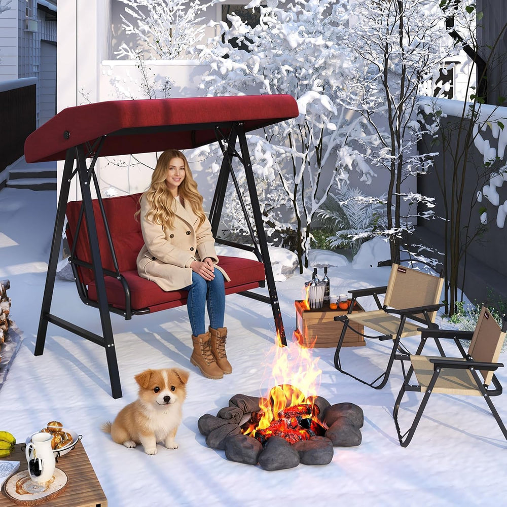 AECOJOY 2-Seat Outdoor Patio Swing Chair with Adjustable Canopy, Porch Swings...