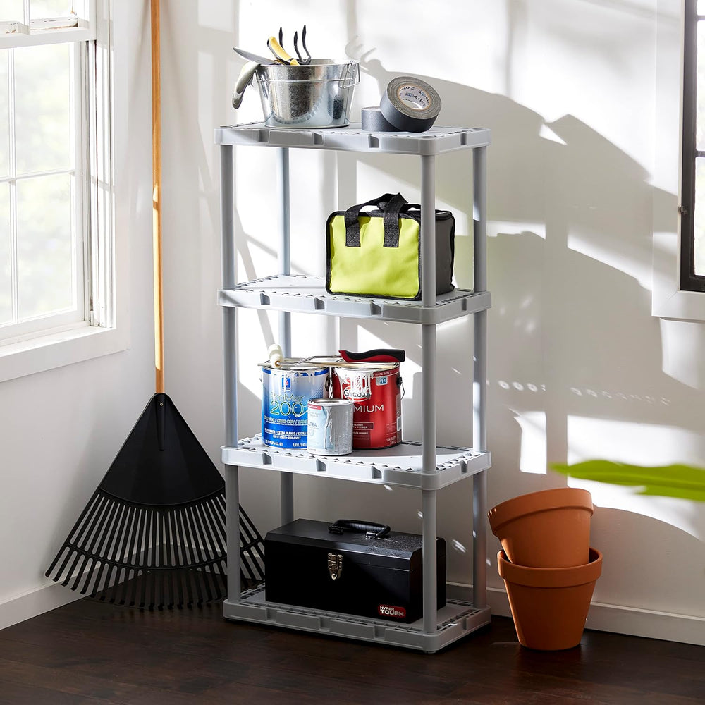 Gracious Living Knect-A-Shelf 4-Shelf Light-Duty Storage, Gray, 2-Pack