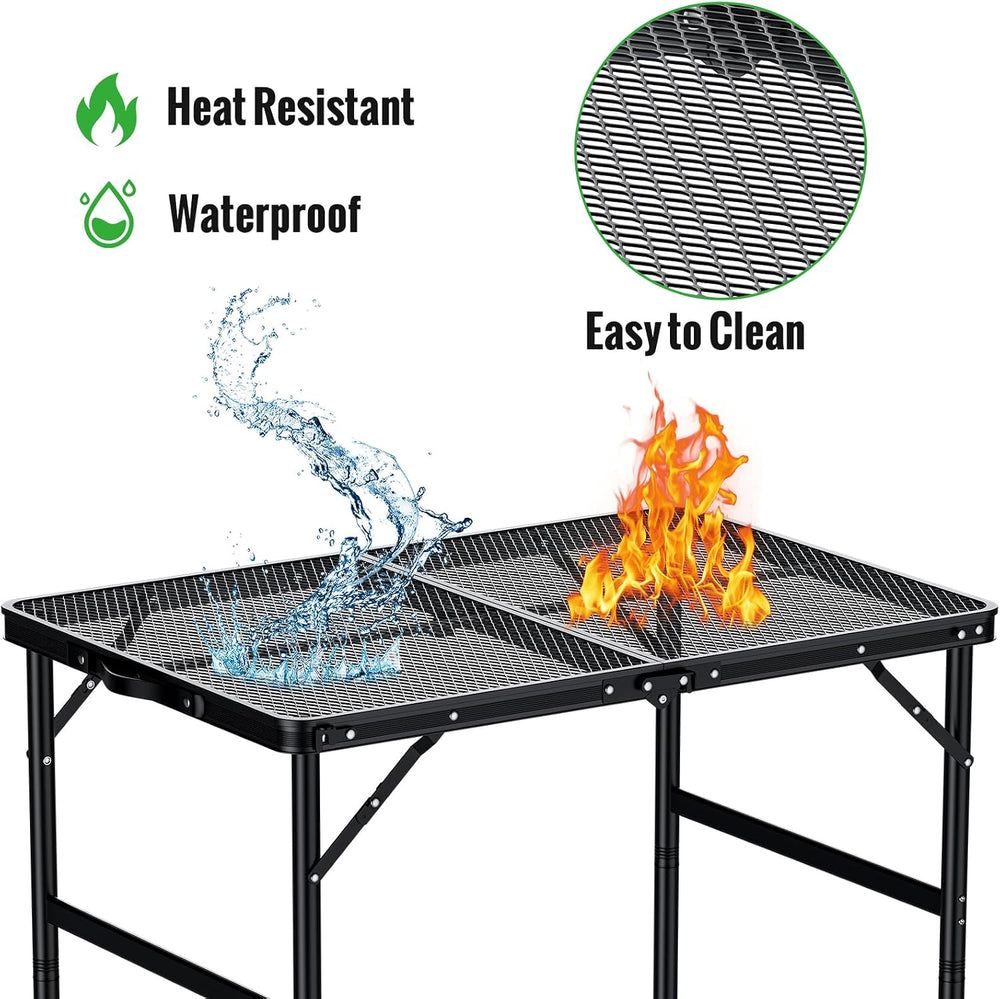 GARLLEN Folding Grill Table 35" Lx21.6 W, 2 Adjustable Height 14.76&quot...