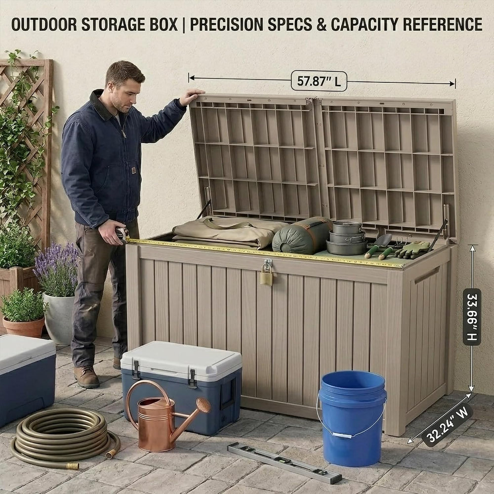 300 Gallon Lockable Resin Outdoor Storage Box, Waterproof & Weather Resis...