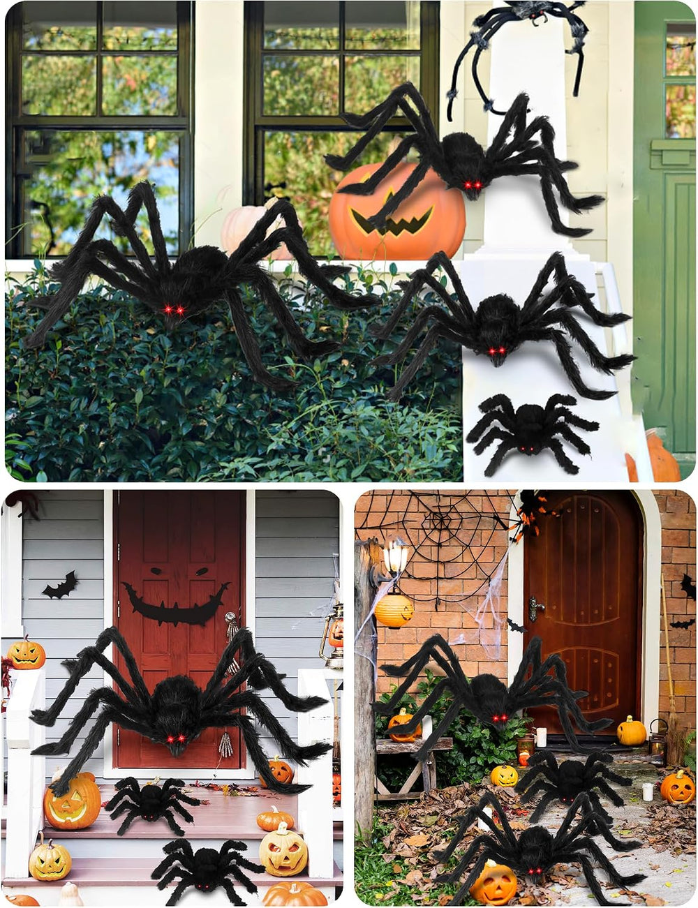 Acina 6 Pcs Halloween Giant Spider Decorations for Indoor and Outdoor